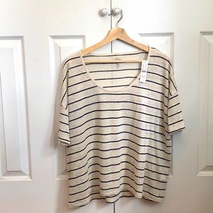 J. CREW Relaxed Linen Scoopneck T Shirt in Stripe